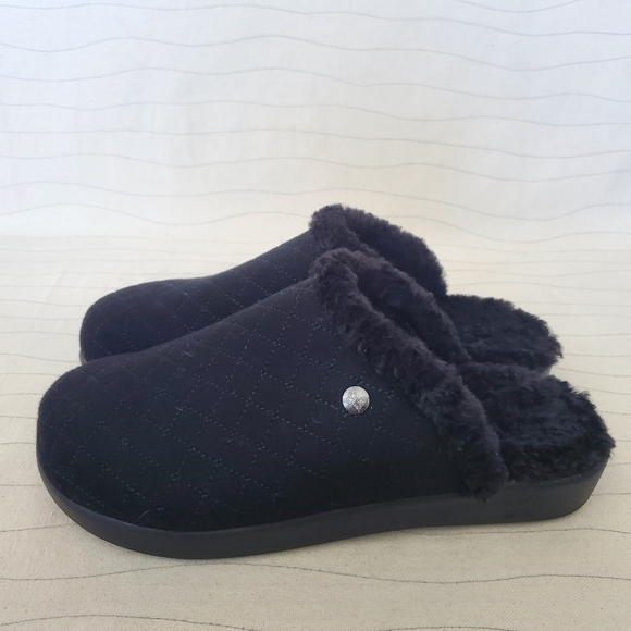 Alegria Womens Comfee Onyx Slipper Black Slip On Quilted Sherpa Lined Sz 10.5-11 - Picture 2 of 10